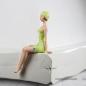 Mobile Preview: 50er Jahre Badefigur Yvonne in grün-weißem Badeanzug mit bunten Schleifen (Größe 28 cm)